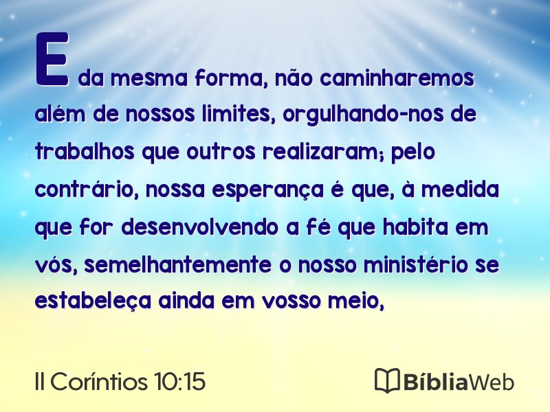 II Coríntios 10:15 em imagem para compartilhar