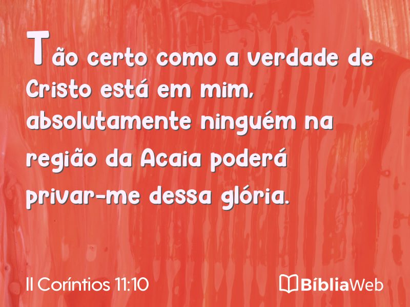 II Coríntios 11:10 em imagem para compartilhar