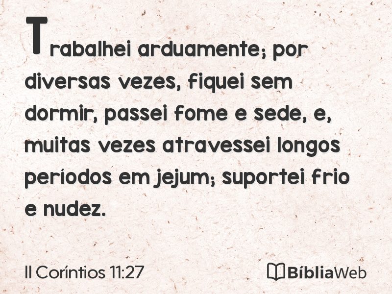II Coríntios 11:27 em imagem para compartilhar