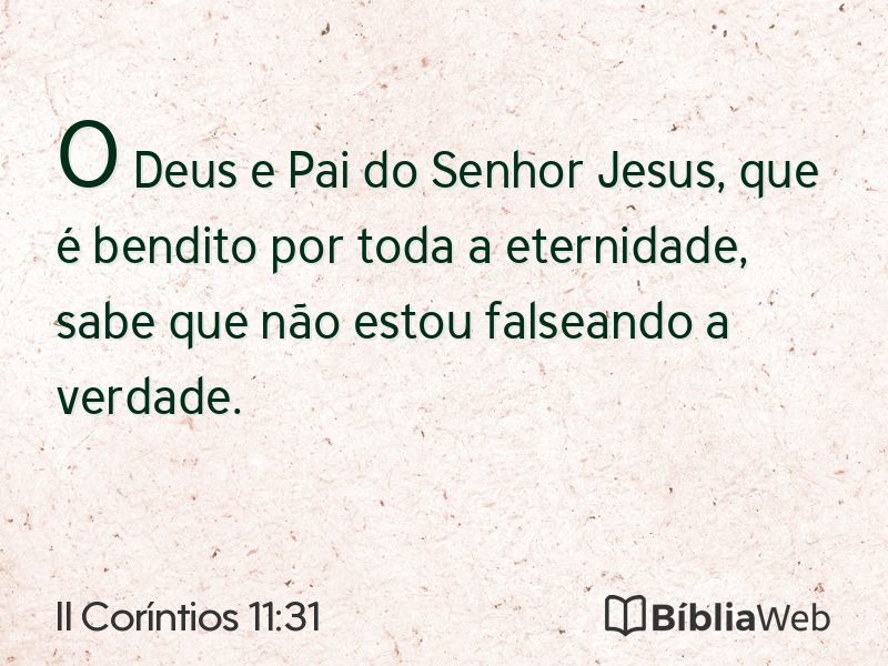 II Coríntios 11:31 em imagem para compartilhar