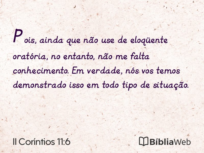 II Coríntios 11:6 em imagem para compartilhar