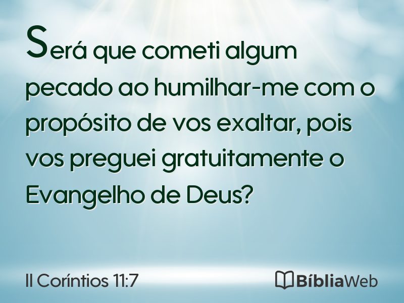 II Coríntios 11:7 em imagem para compartilhar