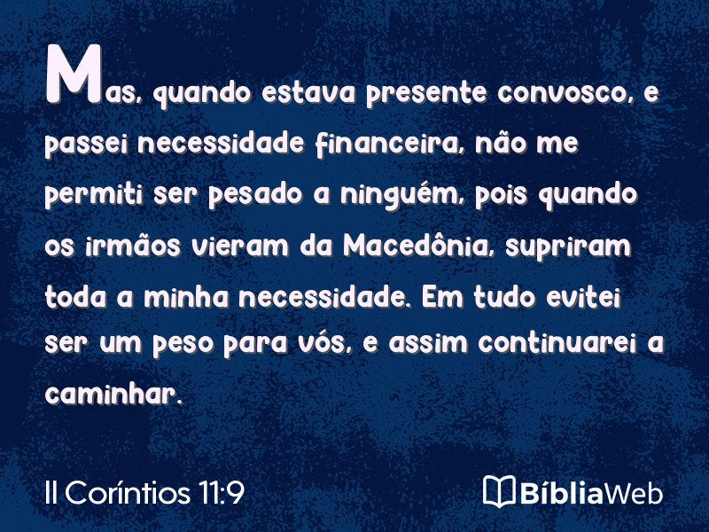 II Coríntios 11:9 em imagem para compartilhar
