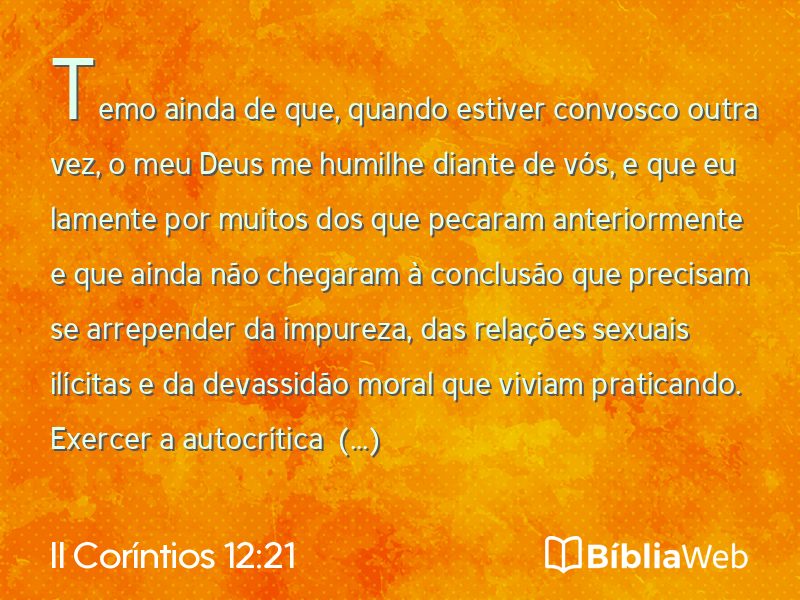 II Coríntios 12:21 em imagem para compartilhar