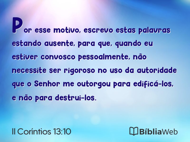 II Coríntios 13:10 em imagem para compartilhar