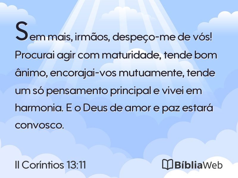 II Coríntios 13:11 em imagem para compartilhar