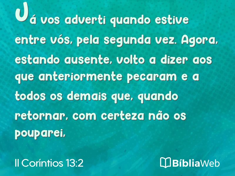 II Coríntios 13:2 em imagem para compartilhar