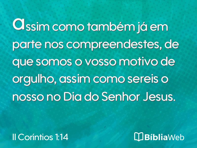 II Coríntios 1:14 em imagem para compartilhar