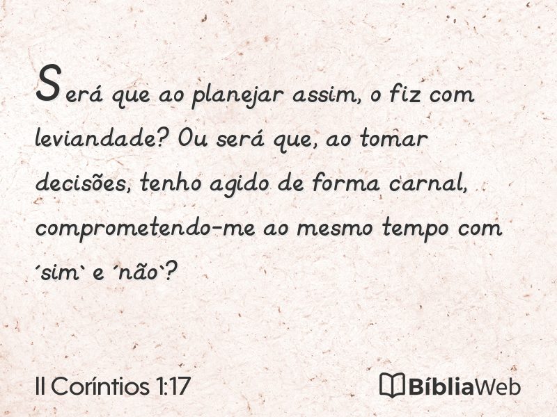 II Coríntios 1:17 em imagem para compartilhar