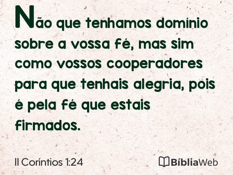 II Coríntios 1:24 em imagem para compartilhar