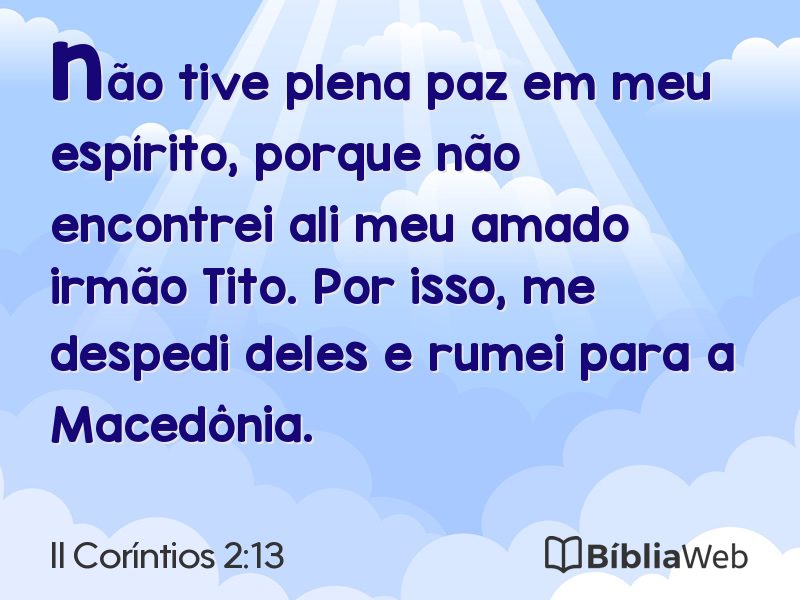 II Coríntios 2:13 em imagem para compartilhar