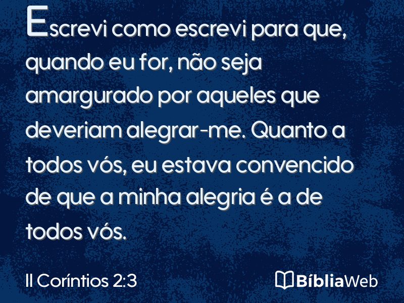 II Coríntios 2:3 em imagem para compartilhar