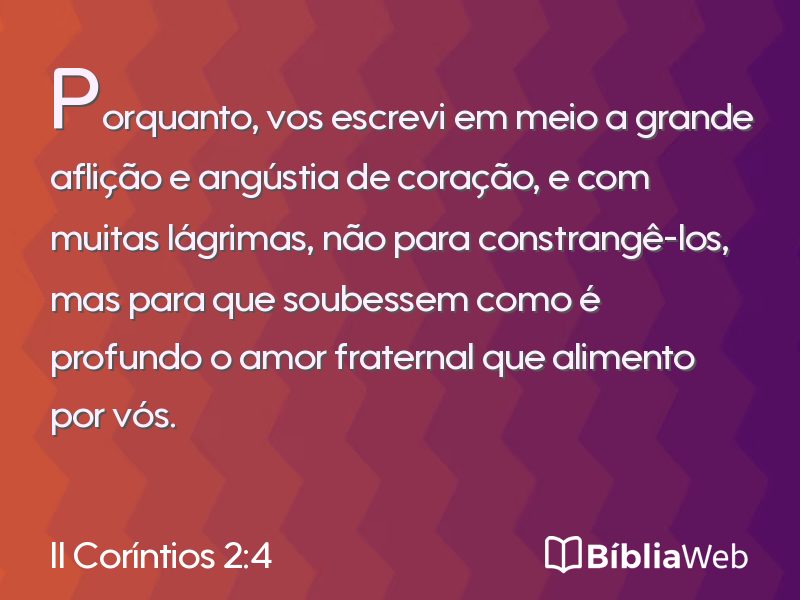 II Coríntios 2:4 em imagem para compartilhar