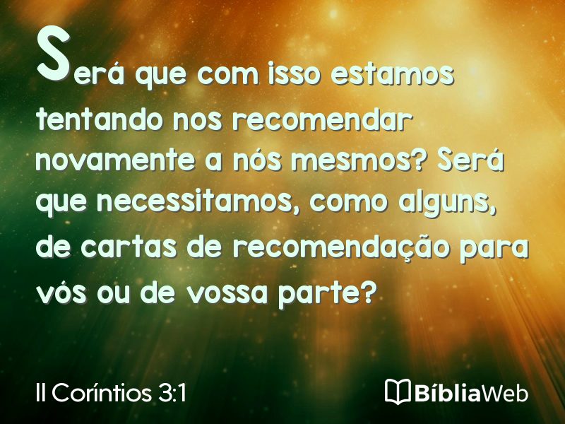 II Coríntios 3:1 em imagem para compartilhar