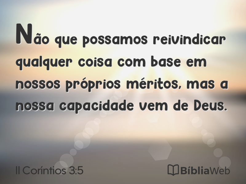 II Coríntios 3:5 em imagem para compartilhar