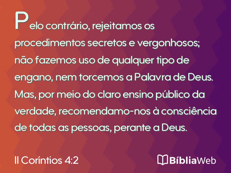 II Coríntios 4:2 em imagem para compartilhar
