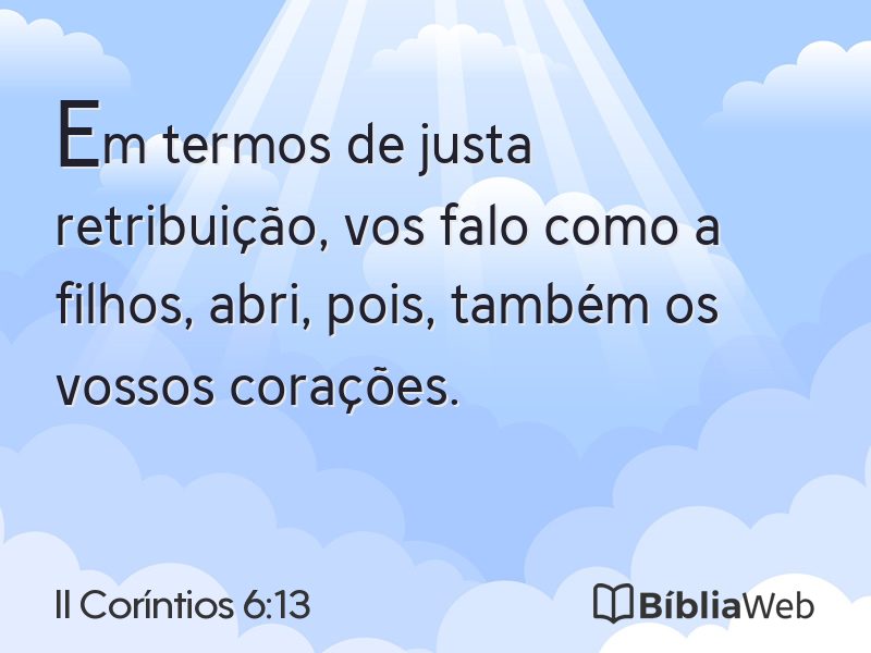 II Coríntios 6:13 em imagem para compartilhar