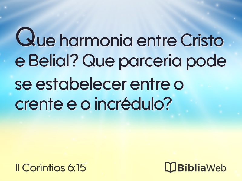 II Coríntios 6:15 em imagem para compartilhar