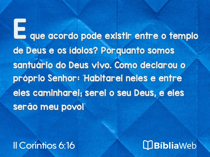 II Coríntios 6:16 em imagem para compartilhar