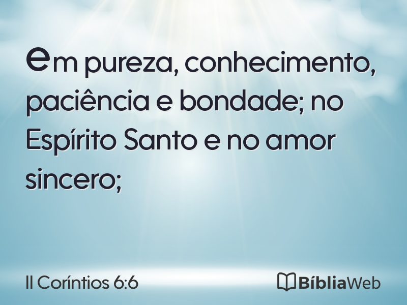 II Coríntios 6:6 em imagem para compartilhar