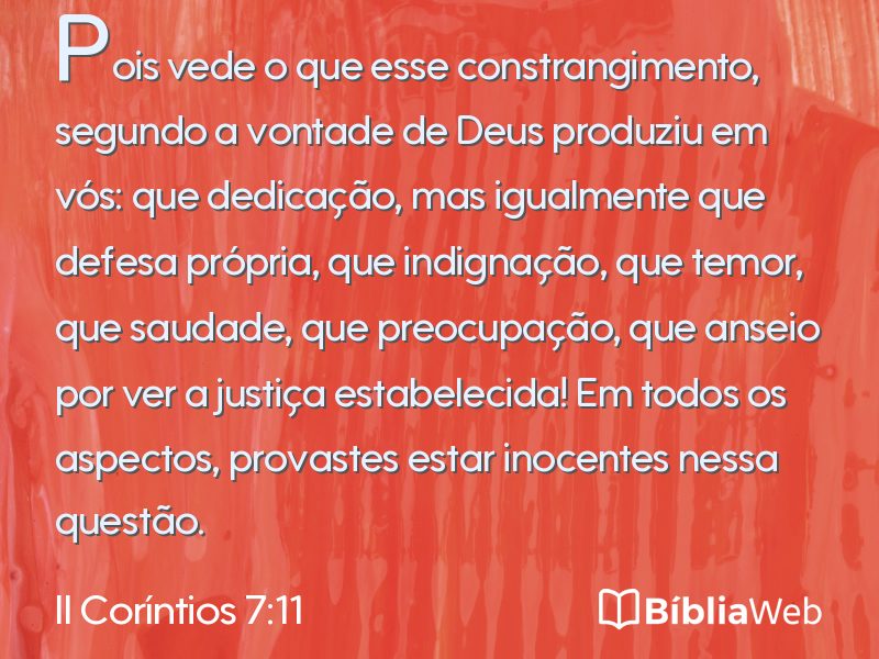 II Coríntios 7:11 em imagem para compartilhar