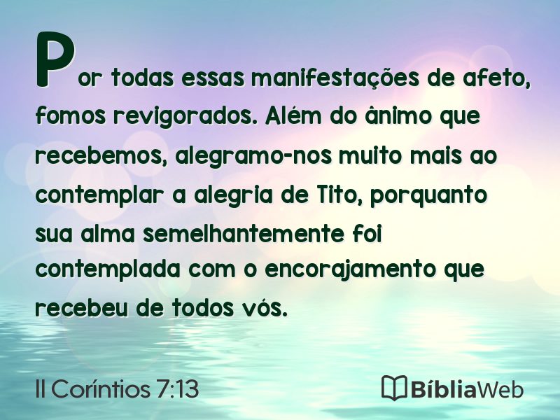 II Coríntios 7:13 em imagem para compartilhar