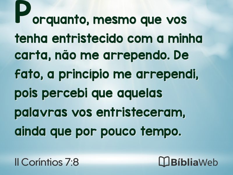 II Coríntios 7:8 em imagem para compartilhar