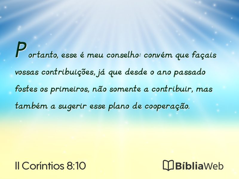 II Coríntios 8:10 em imagem para compartilhar