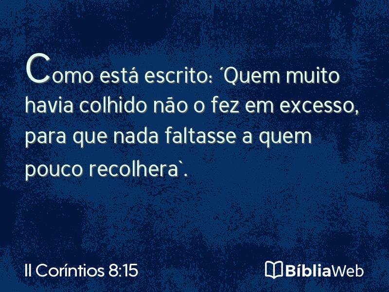 II Coríntios 8:15 em imagem para compartilhar