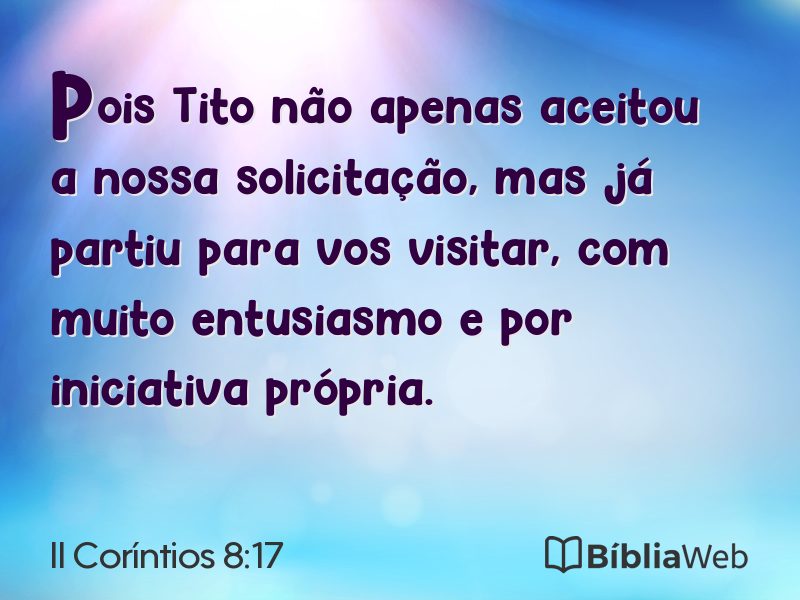 II Coríntios 8:17 em imagem para compartilhar