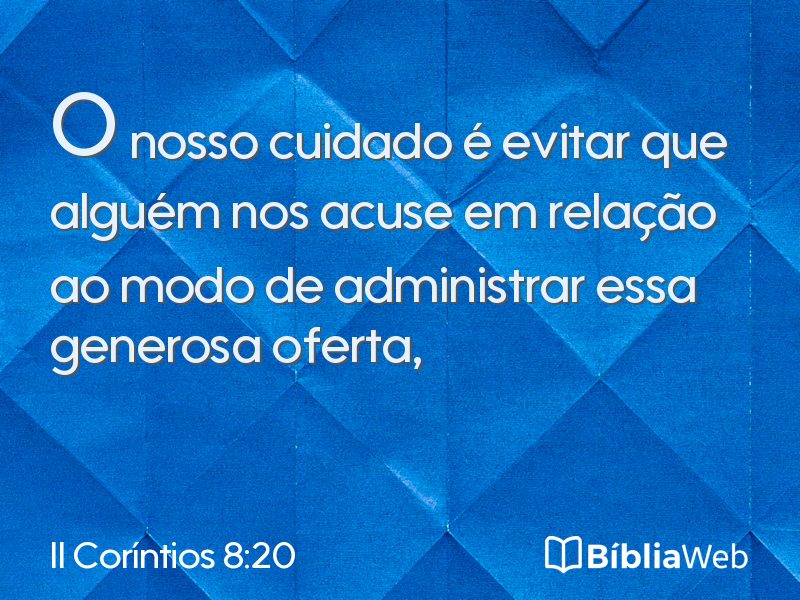 II Coríntios 8:20 em imagem para compartilhar