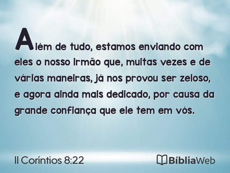 II Coríntios 8:22 em imagem para compartilhar