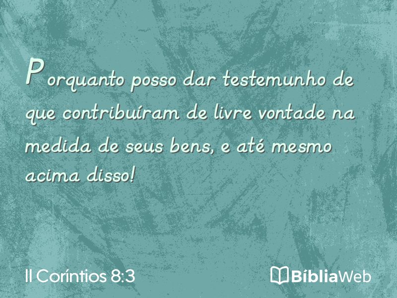 II Coríntios 8:3 em imagem para compartilhar