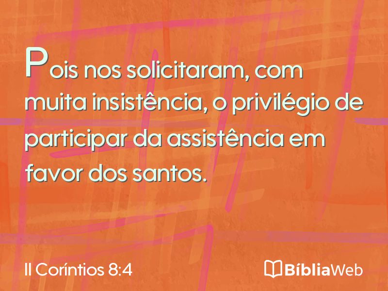 II Coríntios 8:4 em imagem para compartilhar