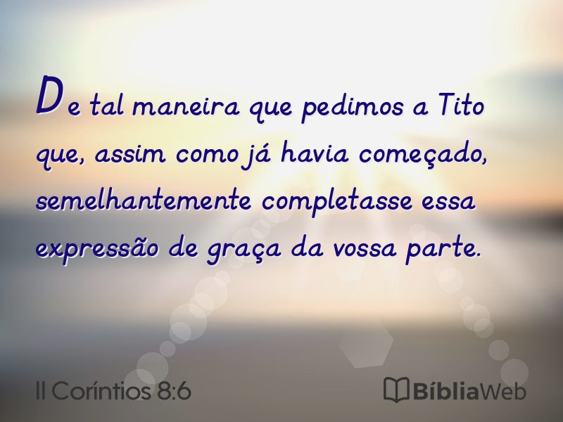 II Coríntios 8:6 em imagem para compartilhar