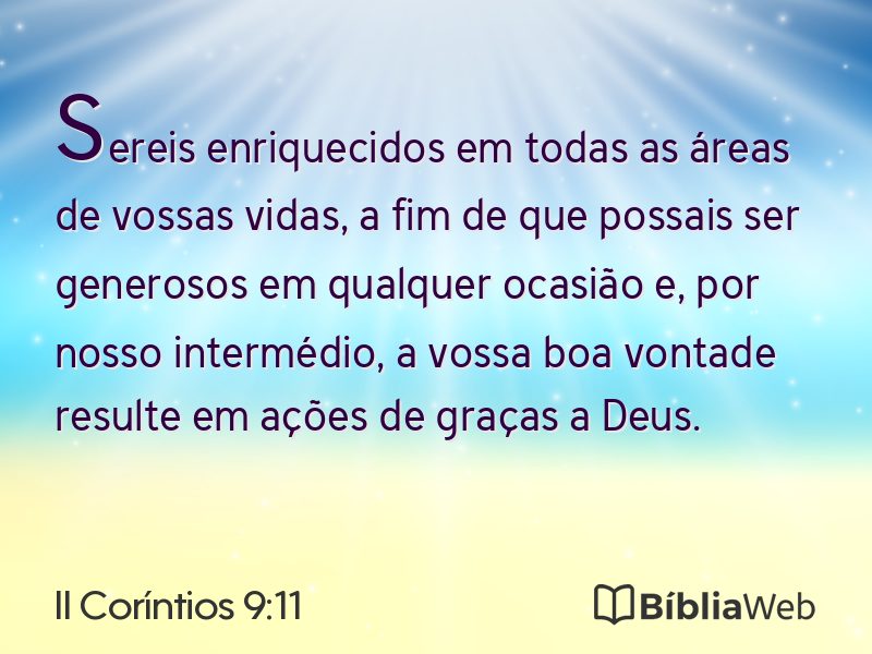 II Coríntios 9:11 em imagem para compartilhar