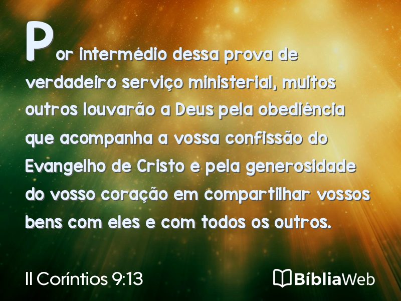 II Coríntios 9:13 em imagem para compartilhar