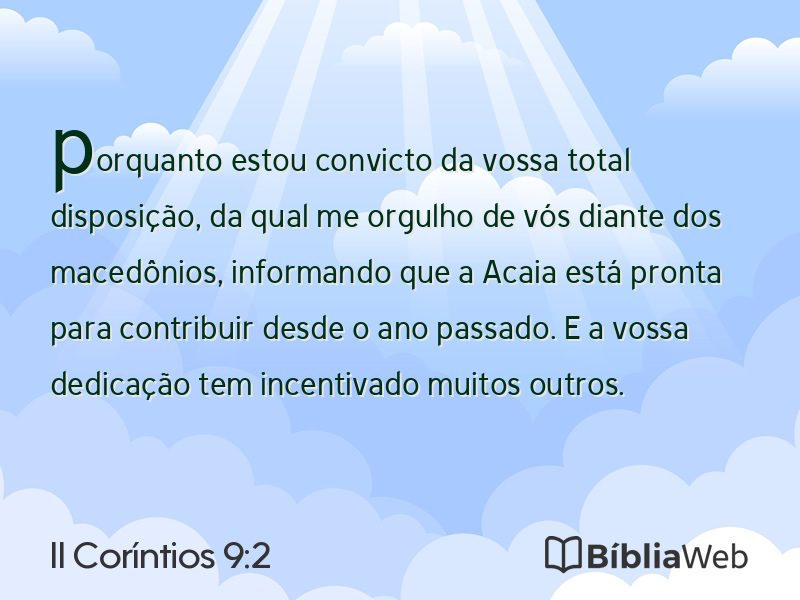 II Coríntios 9:2 em imagem para compartilhar