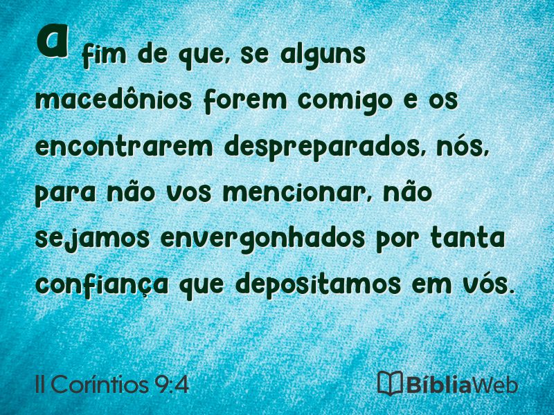 II Coríntios 9:4 em imagem para compartilhar