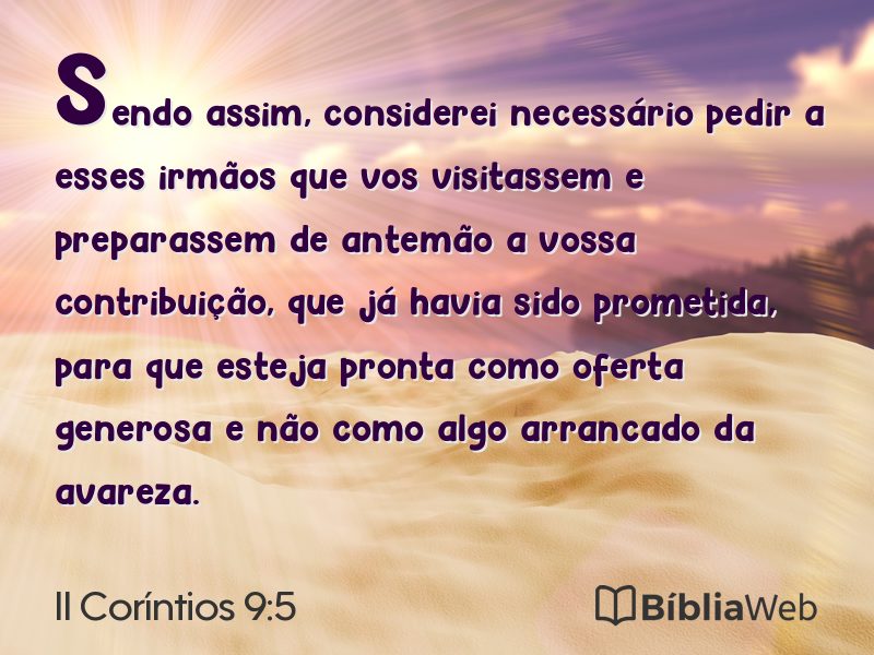 II Coríntios 9:5 em imagem para compartilhar