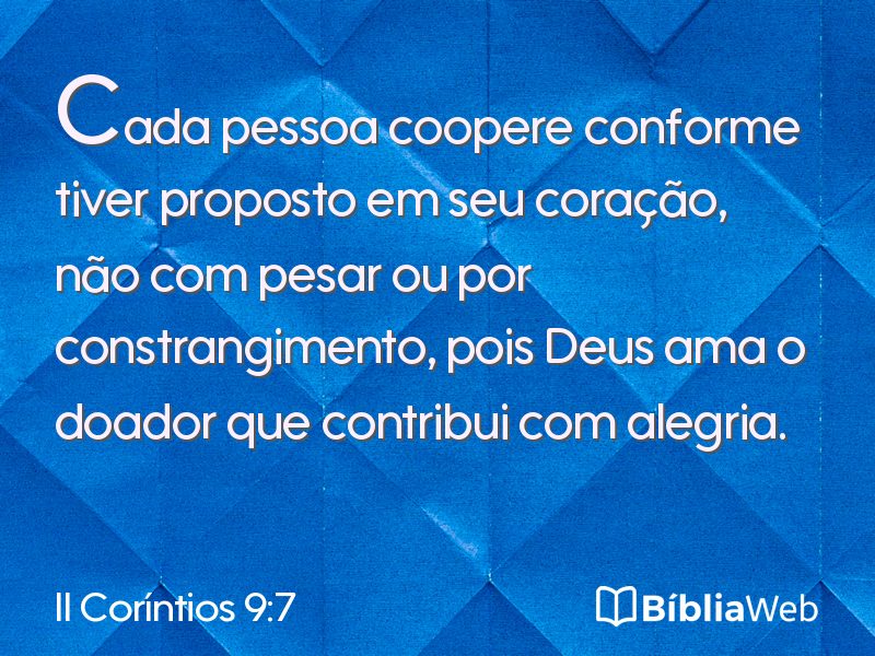 II Coríntios 9:7 em imagem para compartilhar