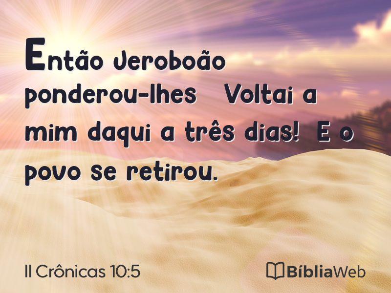 II Crônicas 10:5 em imagem para compartilhar