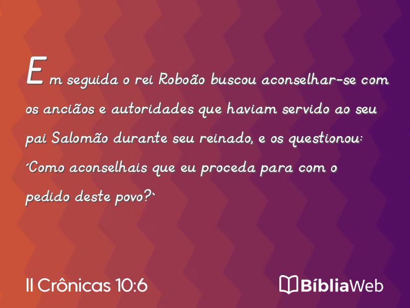 II Crônicas 10:6 em imagem para compartilhar
