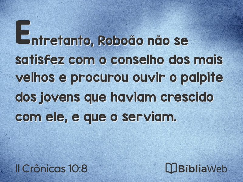 II Crônicas 10:8 em imagem para compartilhar