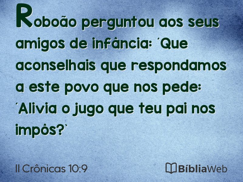 II Crônicas 10:9 em imagem para compartilhar