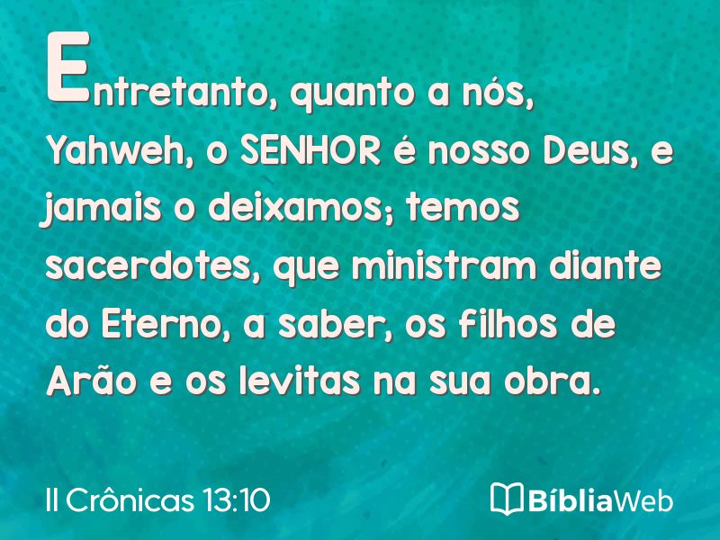 II Crônicas 13:10 em imagem para compartilhar