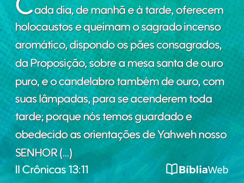 II Crônicas 13:11 em imagem para compartilhar