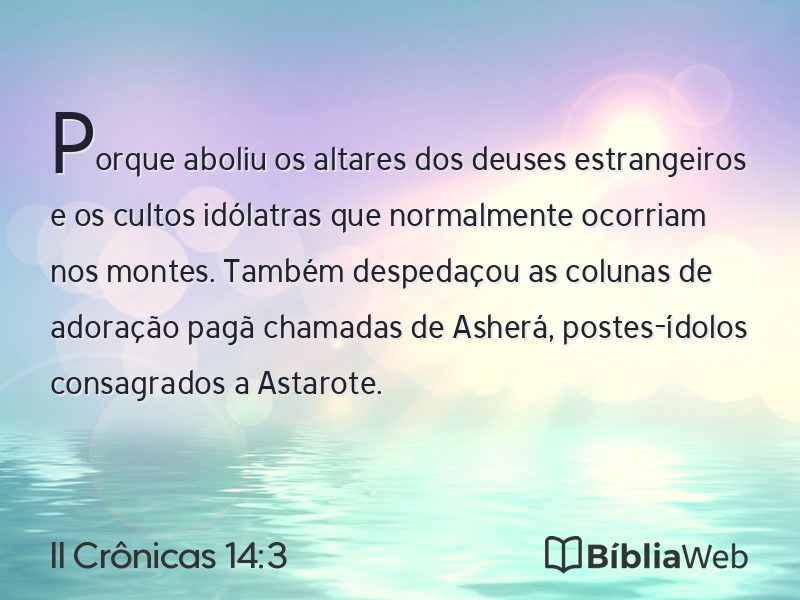 II Crônicas 14:3 em imagem para compartilhar