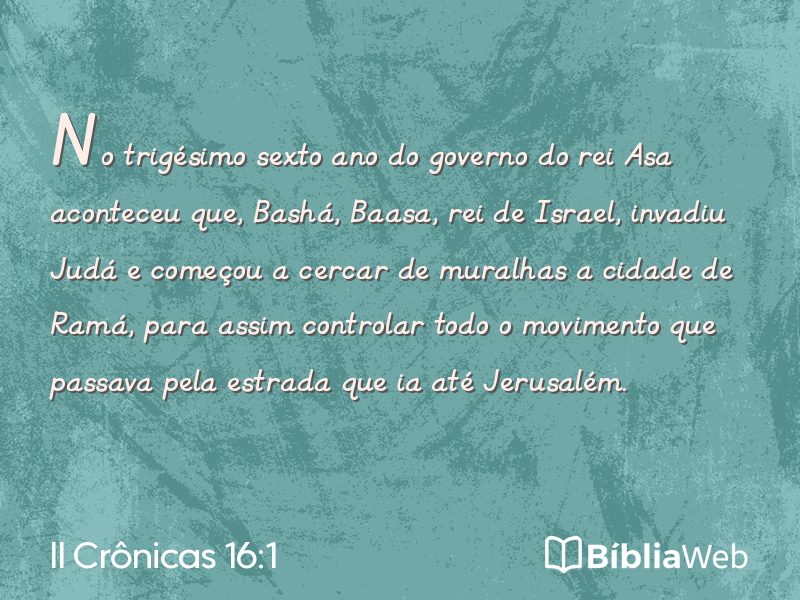 II Crônicas 16:1 em imagem para compartilhar