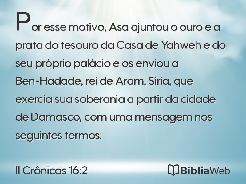 II Crônicas 16:2 em imagem para compartilhar